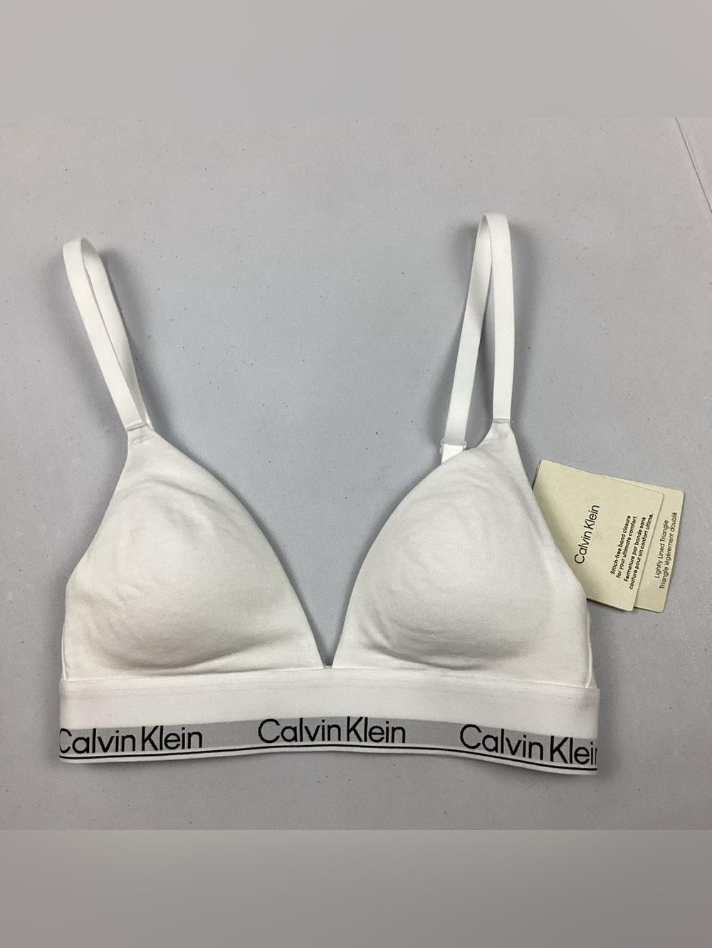 Calvin Klein White Cotton Modal Lightly lined Triangle Bralette XXS. NEW!